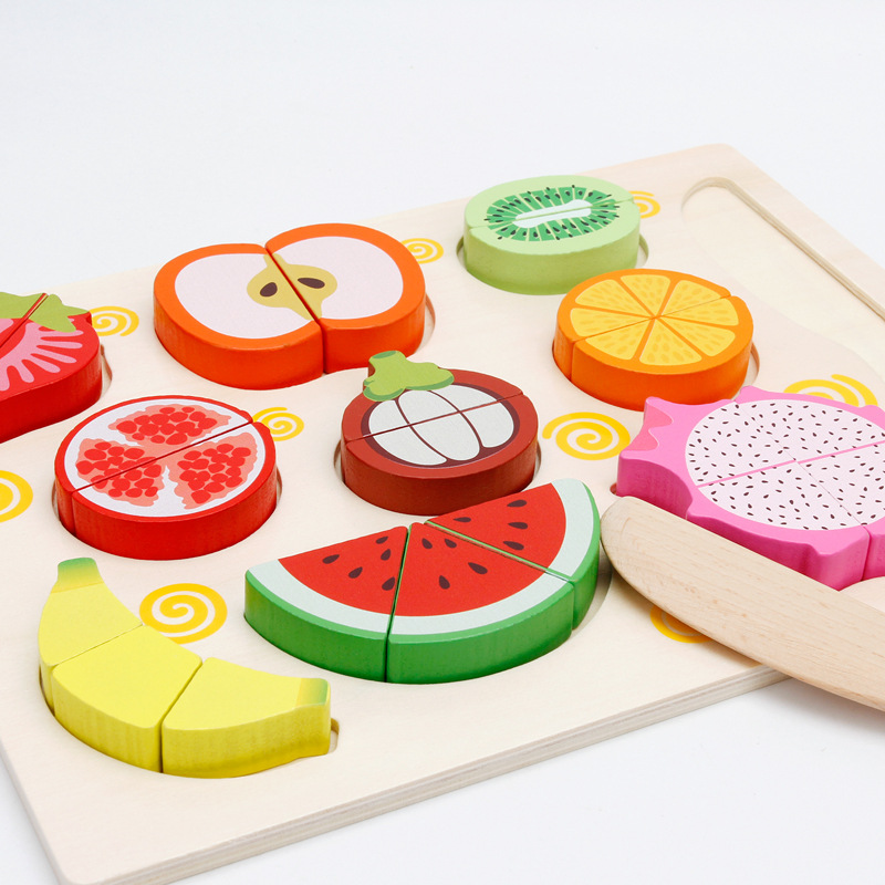 magnetic wooden family realistic toy for cutting