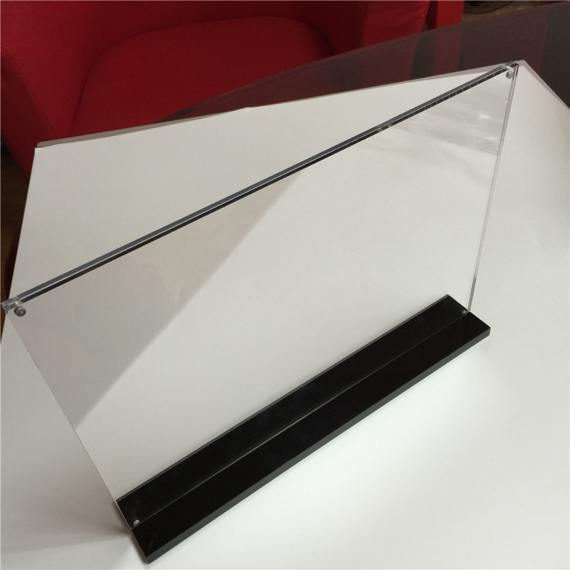 亚克力牌a4横台式展示架抽拉台卡3+3mm透明黑底有机玻璃餐牌厂家