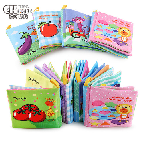 2017 foreign trade baby cloth book early education toy baby English cognitive palm book can not be torn with sound paper BB cry