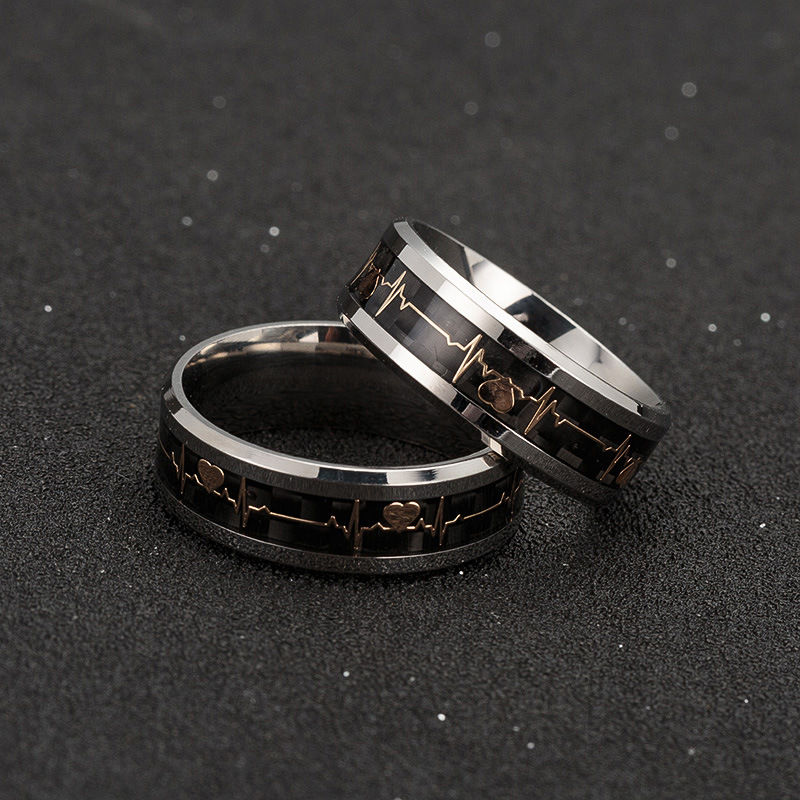 8g Weight Other Inlay Material Birthday Occasion Titanium Steel Material Letter Pattern Unisex Gender Stoving Varnish Design Fashion Style Black Color Wholesale Jewelry Fashion Letter Titanium Steel Other Stoving Varnish Stainless Steel Rings 4