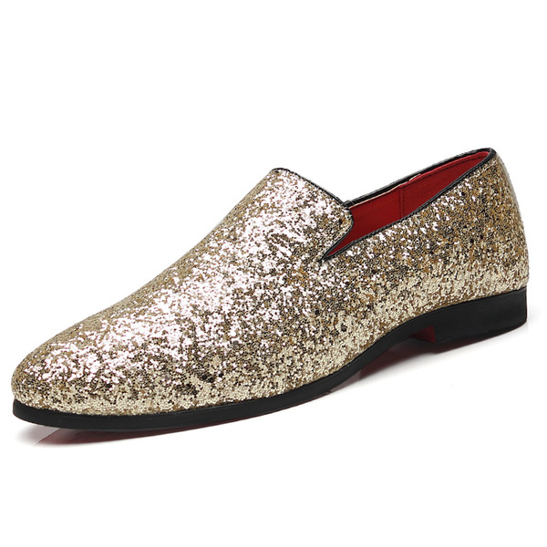 Men's shoes, bean shoes, British fashion pointed leather shoes, Korean version, sequined personalized men's shoes, overs