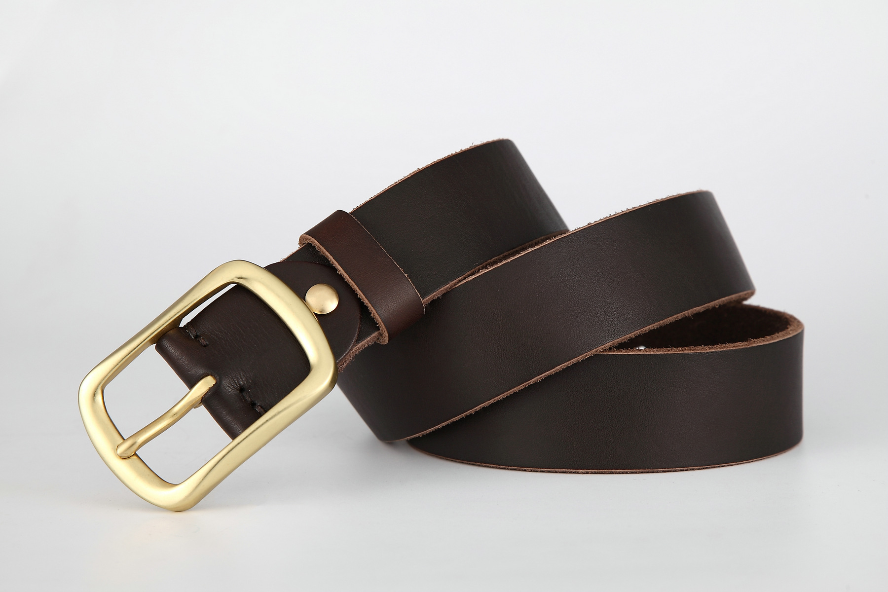 Minimalistische leren riem voor heren retro echt leer koeienhuid_voghion.com