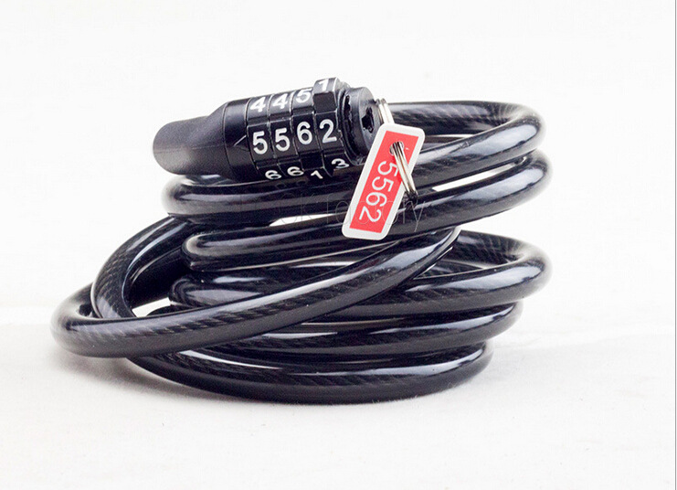 Cerradura de bicicleta de montaña cerradura de contraseña de 4 dígitos cerradura de cadena portátil cerradura de cable de coche eléctrico bicicleta antirrobo equipo de equitación