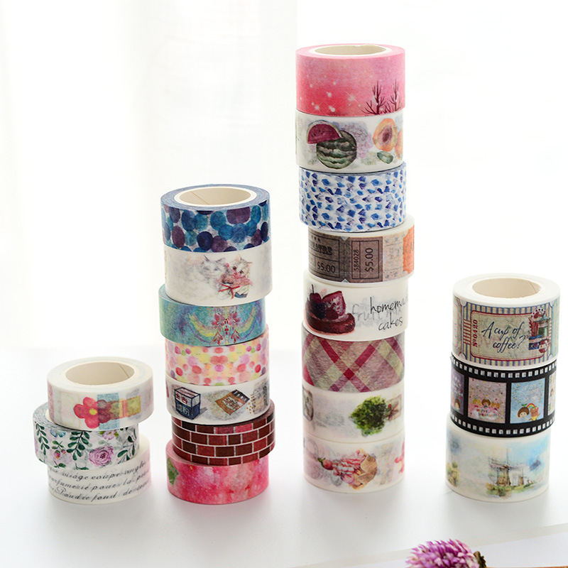 卡通彩色可撕和纸胶带整卷 手账日记diy手帐彩色胶纸装饰贴纸