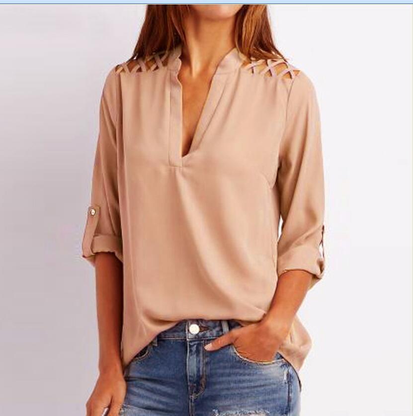 Collar Chiffon Shirt Solid Color Shirt Loose Top T-Shirt NSYF1066