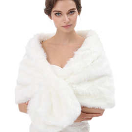 Engerla婚纱礼服2021速卖通冬季毛披肩休闲白色耳朵款披肩