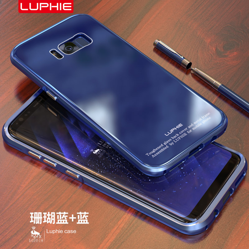 Luphie Aircraft Aluminum Metal Frame 9H Tempered Glass Back Cover Case for Samsung Galaxy S8 Plus & Galaxy S8