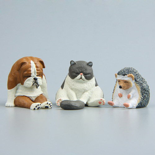 4 small fresh and warm series Japanese style sitting posture sleepy Z00 zoo figure refrigerator magnet magnet magnet