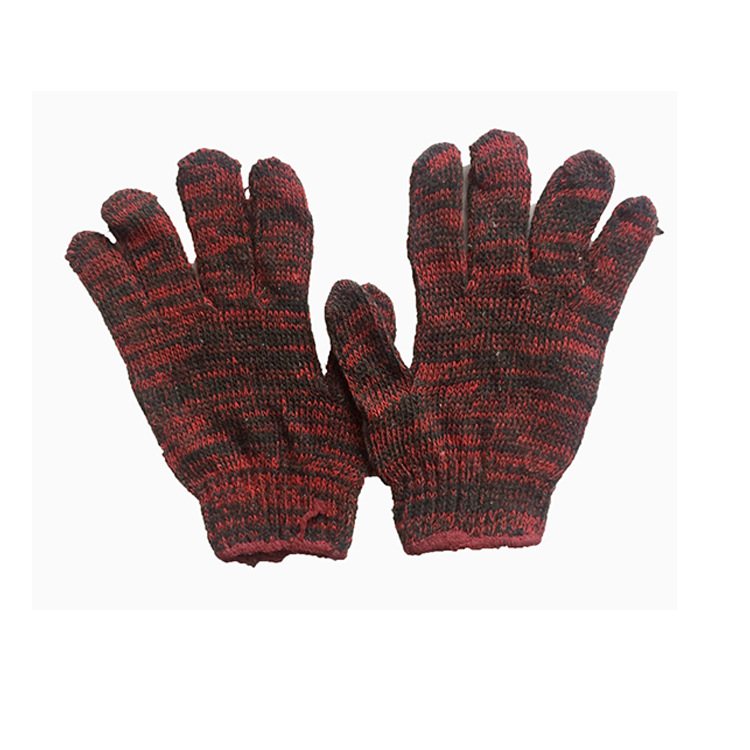 耐高溫紅黑細紗手套七針電腦無縫編織棉紗手套含棉高耐熱性能很好