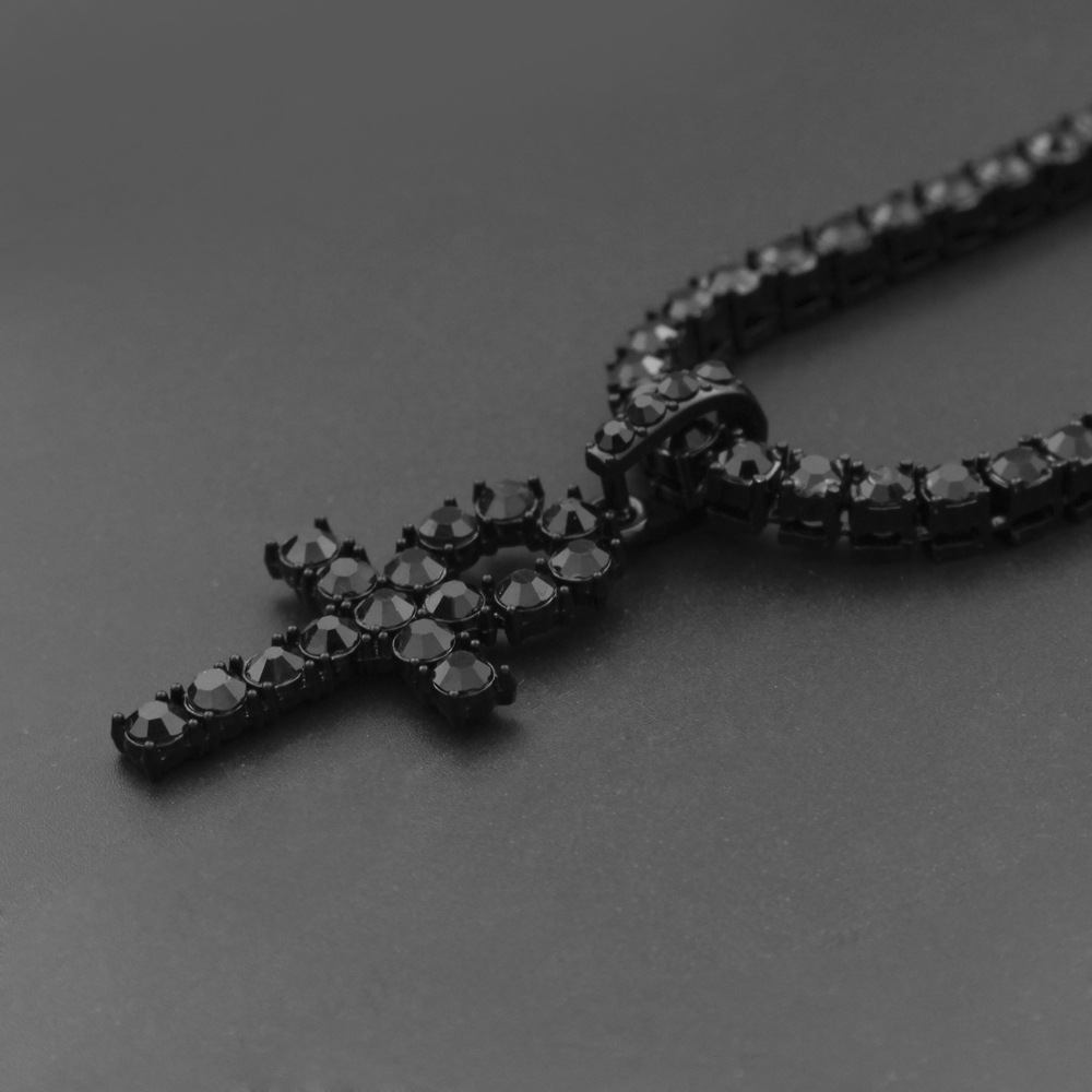 Fashion Cross Alloy Inlay Artificial Diamond Unisex Pendant Necklace 1 Piece