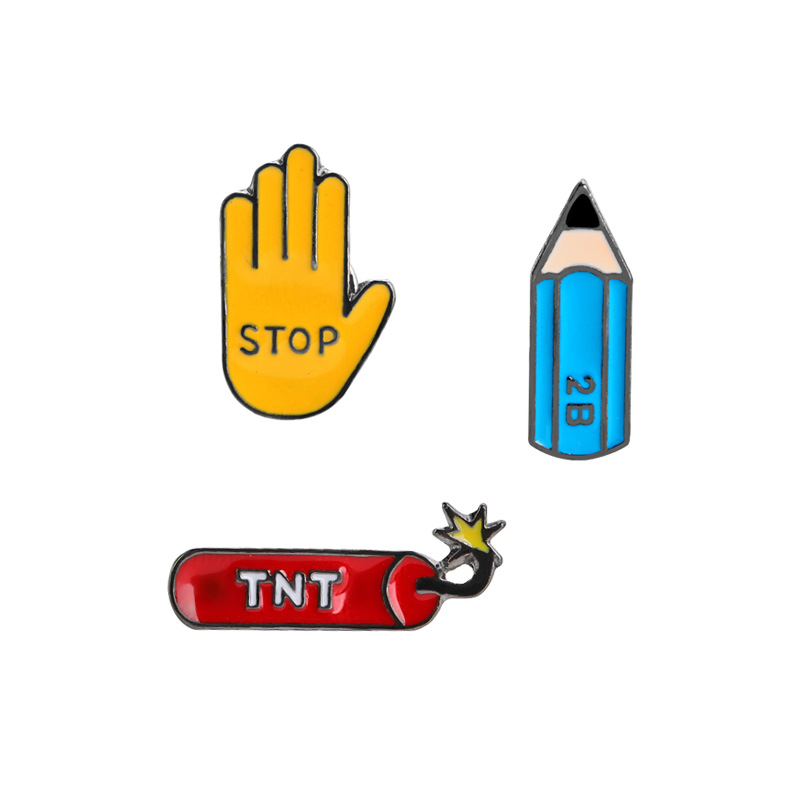 欧美卡通饰品 创意新款趣味套装胸针胸针 铅笔 手势 珐琅胸针批发