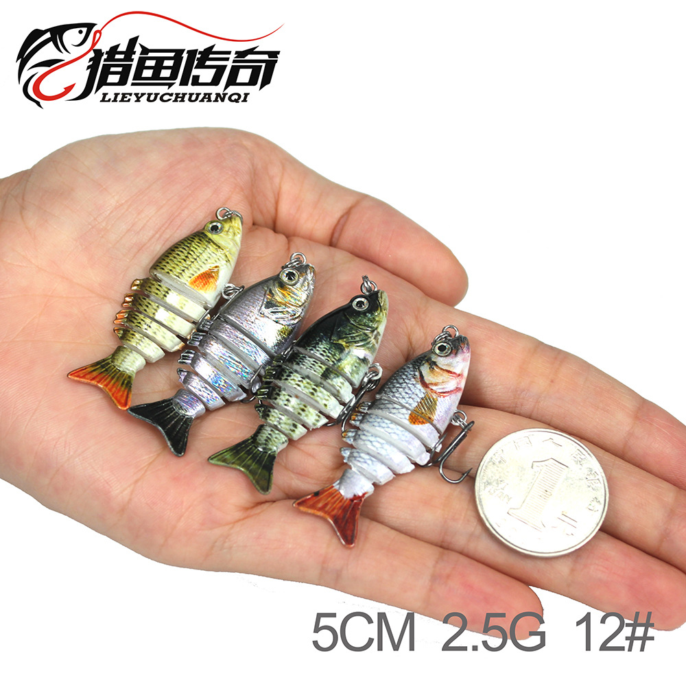 Small Multi Jointed Fishing Lures Hard Plastic Baits Fresh Water Bass Swimbait Tackle Gear