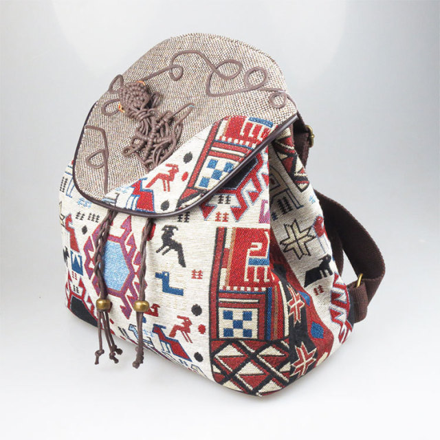 Yunnan Ethnic Wind Backpack New Linen Hat Shoulder Women’s Bag