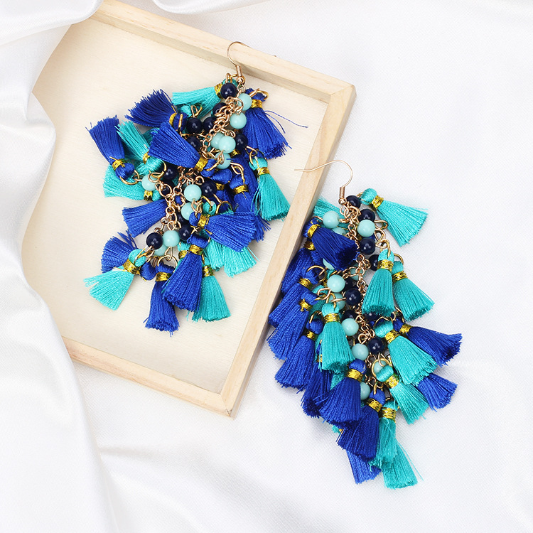 Fashion Exaggerated Multi-layer Tassel Earrings Wholesale display picture 3