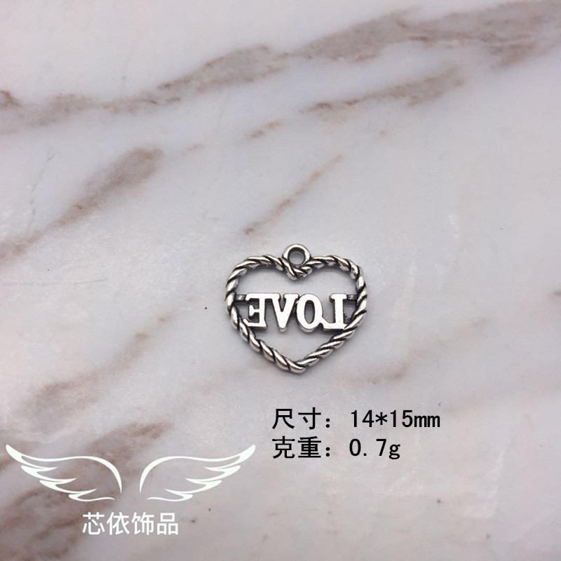 厂家直供合金镂空love桃心 DIY饰品材料 复古合金配件 装饰品