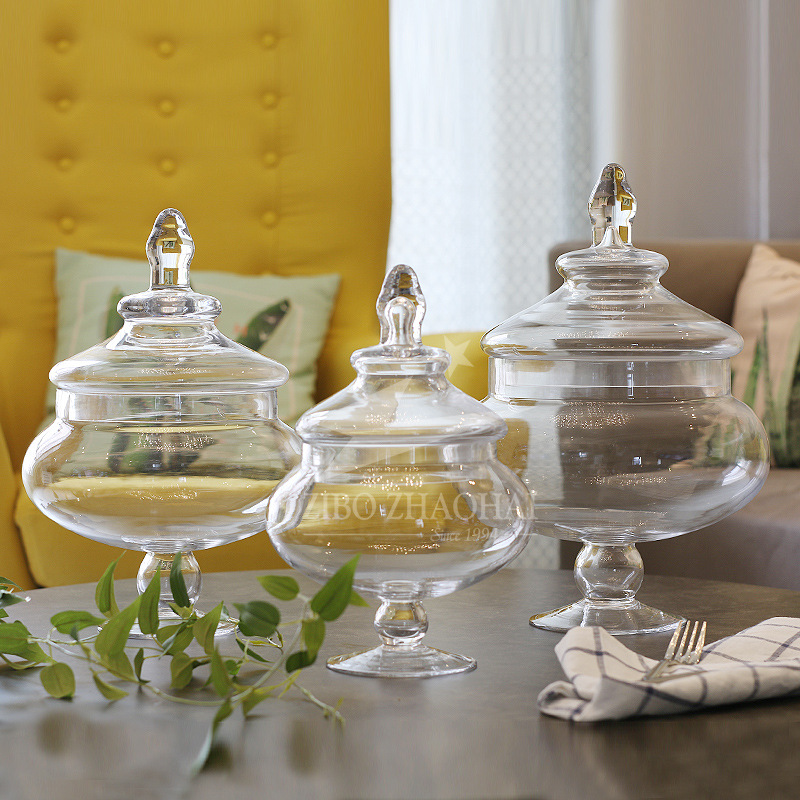 厂家销售欧式玻璃糖果罐创意透明储物罐厨房容器玻璃收纳罐装饰