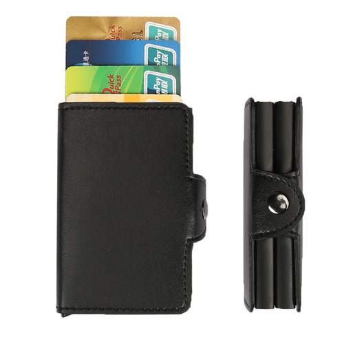 Anti-theft aluminum card holder credit card holder automatic business card box dual card large capacity card box aluminum alloy card box