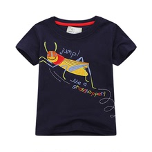 夏季新款歐美風品牌童裝短袖兒童t恤圓領針織卡通綉花男童t恤