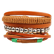 New Wooden Bead Wax Rope Leather Rope Braided Beaded Bracelet Five-piece Set display picture 14