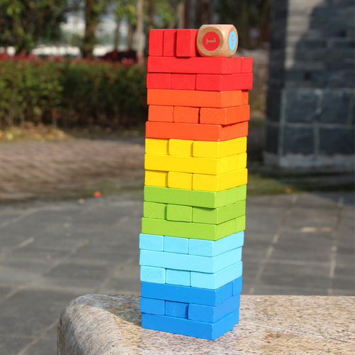 New 54-piece colorful stacking high children's domino building blocks toy tabletop game directly supplied from the manufacturer