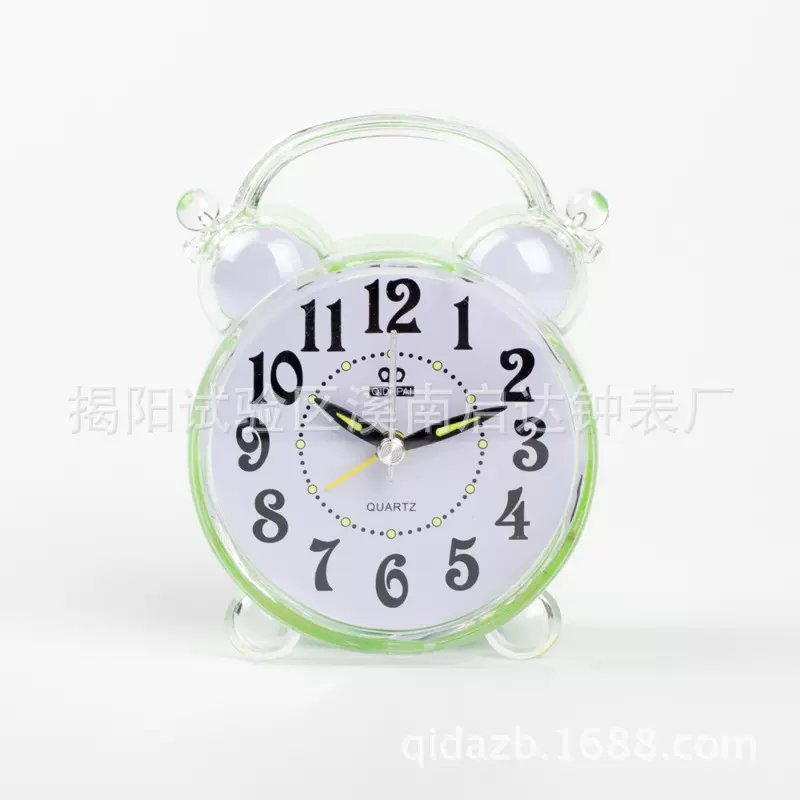 源头工厂 卧室闹钟 懒人床头闹钟透明 水晶手提闹钟 铃铛小闹钟