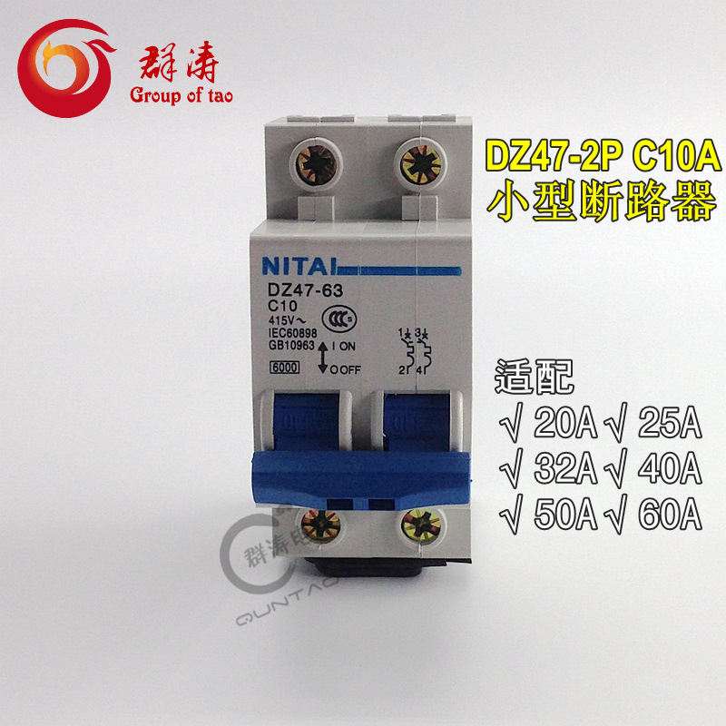 DZ47-63 2P 电料电器 断路器空气开关 漏电保护器25A 32A 63A家用