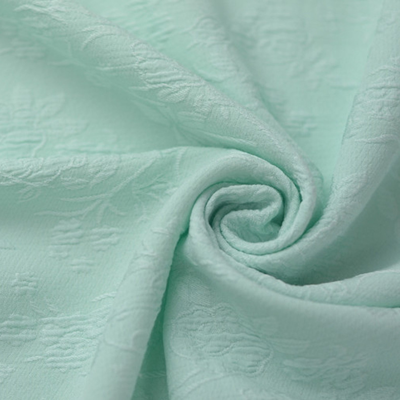 厂家直销女装旗袍连衣裙提花超好手感人棉大提花面料大量现货批发