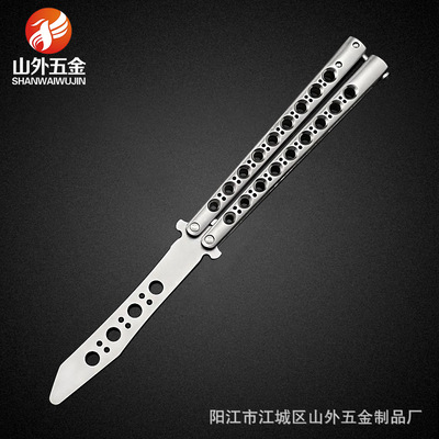 现货供应蝴蝶训练刀  耍酷工具  九孔极光黑鸟 未开刃|ms
