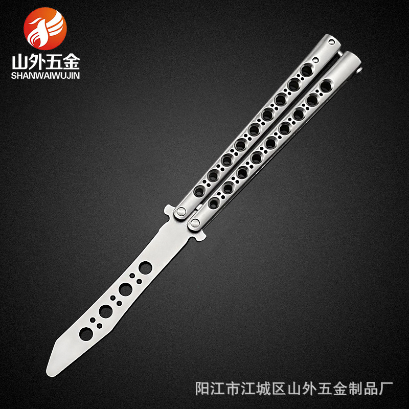 现货供应蝴蝶训练刀  耍酷工具  九孔极光黑鸟 未开刃|ms
