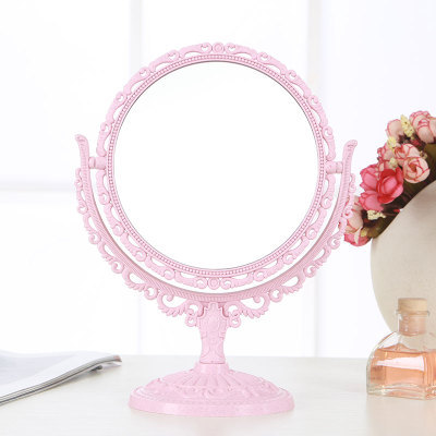 Amor de estilo europeo de doble cara espejo de maquillaje espejo de escritorio portátil espejo dormitorio belleza espejo de aumento princesa espejo grande