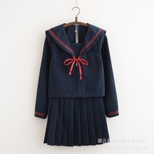 正统JK制服秋季日本长袖套装女cos百褶裙日系水手服学生装学院