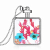 Organic necklace, square perfume handmade, glossy pendant