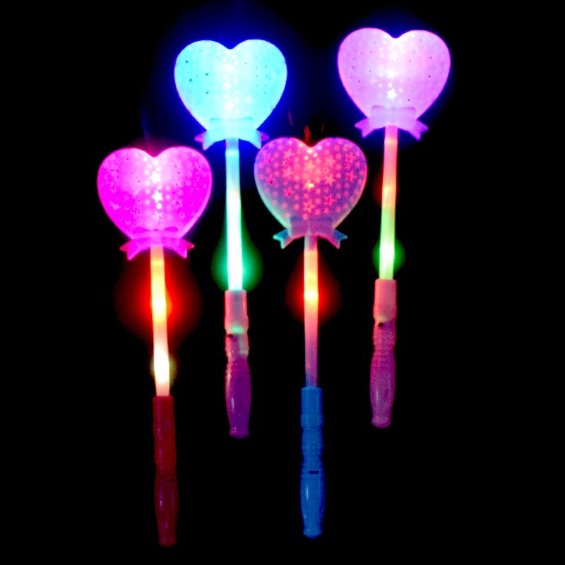 LED frequency conversion luminous hollow love-shaped magic wand peach heart shape flash stick holiday toys night market stall