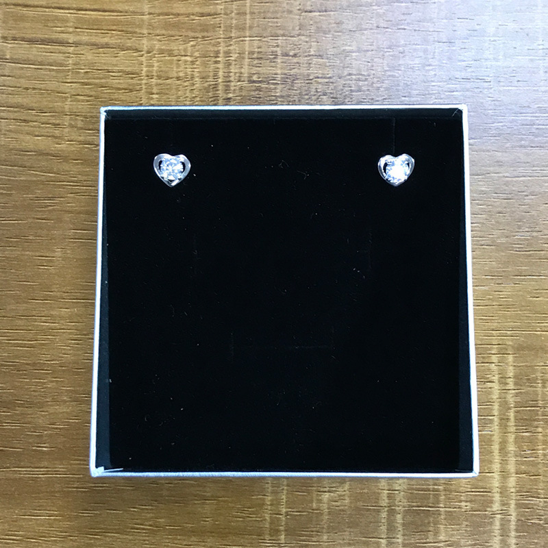 Caja de joyería caja de pendientes arco caja de joyería caja de anillo pequeña caja de embalaje de papel gris entrega de una pieza