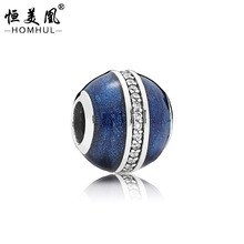 蓝色镶钻珠子 欧美饰品配件 手链大孔珠时尚散珠DIY串珠厂家批发