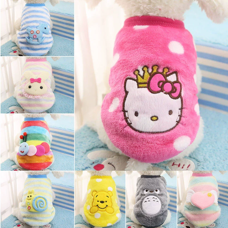 Flannel Cartoon Pet Sweater, Warm Plush Hairpin Design, Multi-Size (XXS–XL)