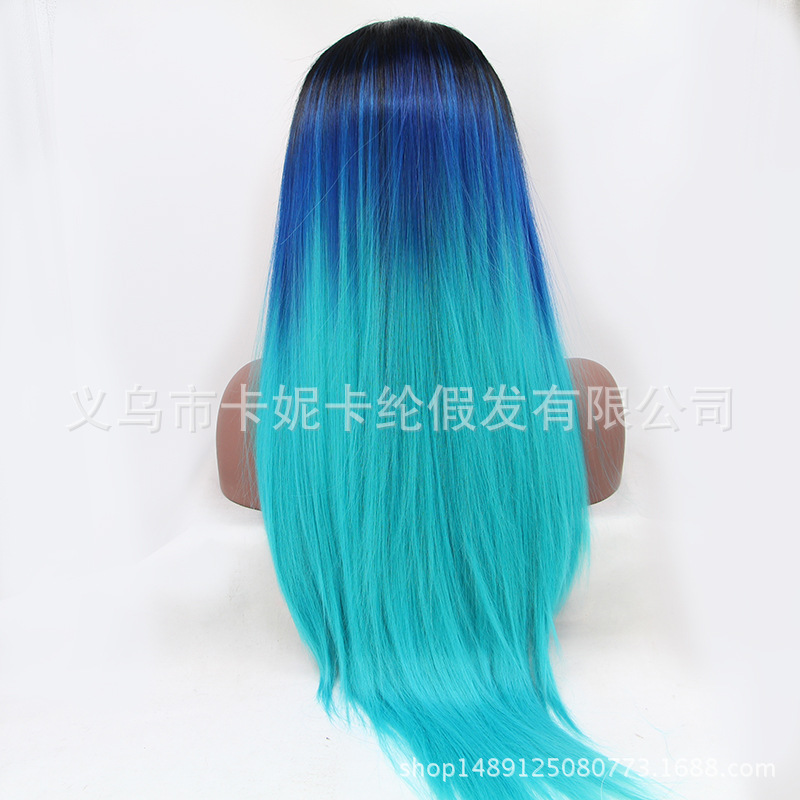 NEWLOOK Hot sale azul negro pelucas de cabello rizado pelucas de encaje enseñanza pelucas