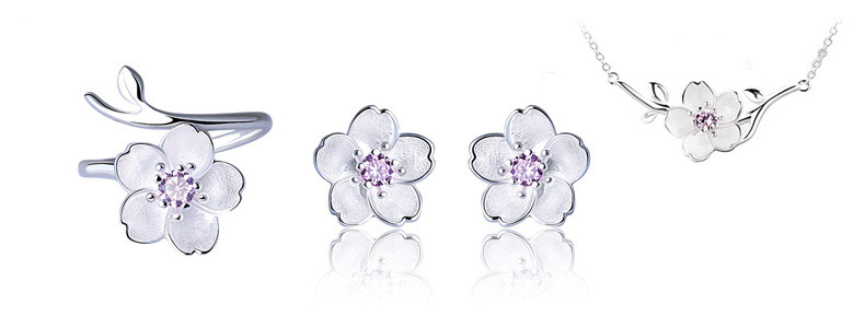 Pendientes De Plata Esterlina S925 Pendientes De Flor De Cerezo display picture 22