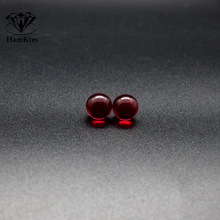 無孔紅剛玉圓珠子光珠剛玉2-12mm球珠首飾品配飾合成紅寶石軸承珠