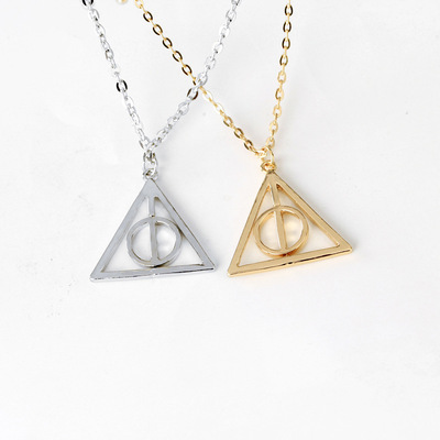 Death Hallows Resurrection Stone Pendant Accessories rotate Triangle Necklace Europe and America Harry Potter periphery Pendant