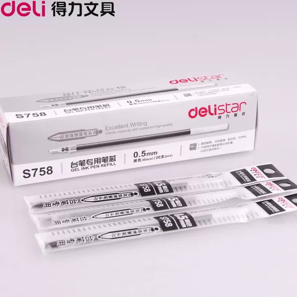 Deli S758 pen core 0.5mm Spring Head neutral pen core black ink pen signature core