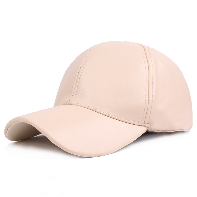 Leder Duckbill Cap Light Board Baseball Cap Herren und Damen Leder Cap Herbst PU Cap Monochrom Damen Modische und vielseitige Reise Cap_voghion.com