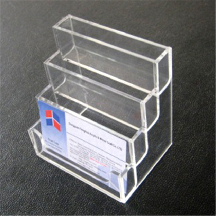 工厂制作证券公司统一规格亚克力名片盒橘色三层名片收纳盒