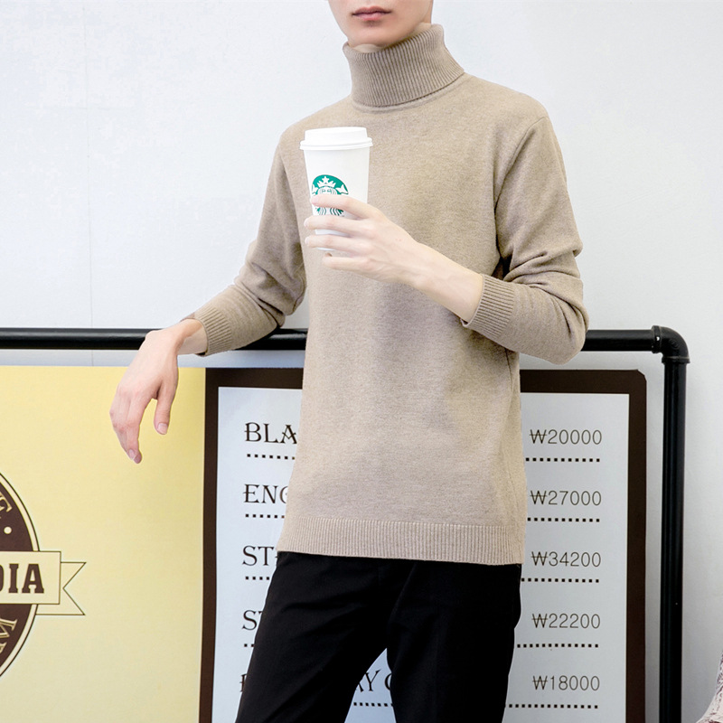 Burton paolong winter thickening Korean Edition Two lapel Youth Sweater Core yarn Solid Self cultivation High collar sweater