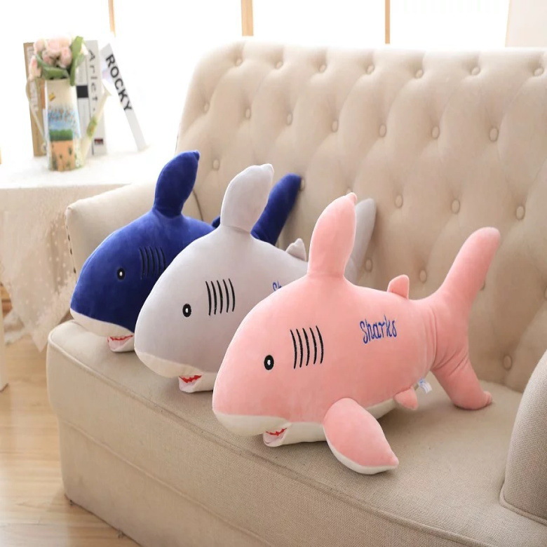 新款海洋动物公仔 鲨鱼毛绒玩具软体羽绒棉抱枕 儿童玩偶礼物