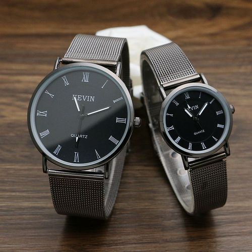 Japanese and Korean Roman scale mesh belt retro couple watches trendy men's and women's fashion trend watches steel belt quartz watch