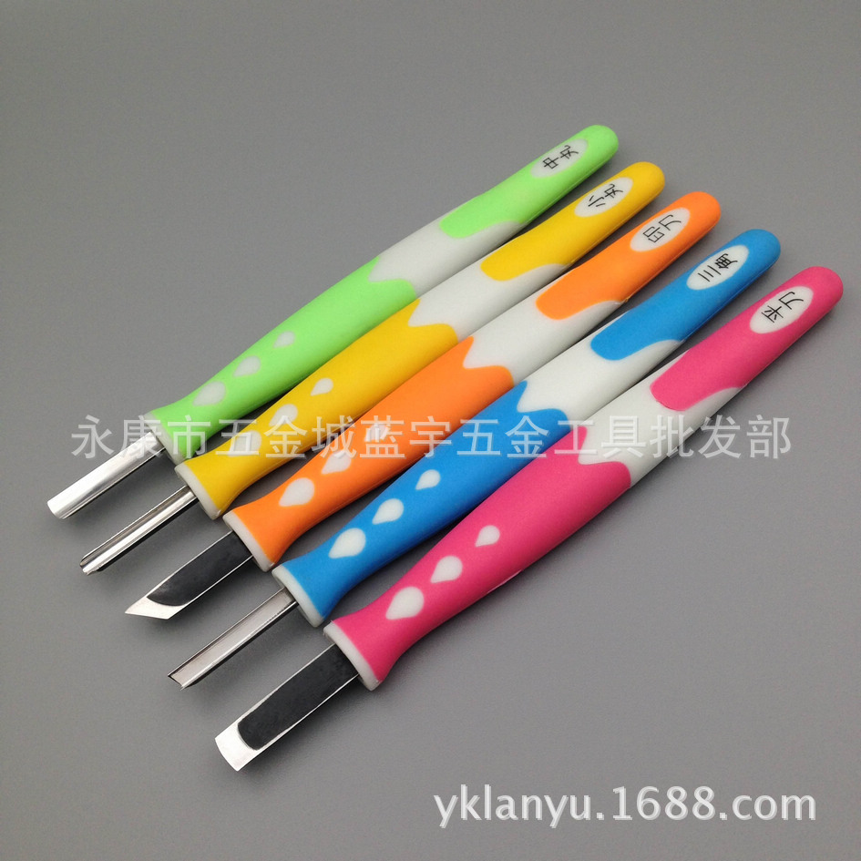 新款5PC塑盒装木工雕刻刀 木雕刀木刻刀木工工具日本青纸复合钢