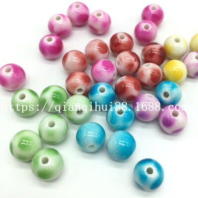 10mm喷漆珠直孔彩色圆珠 亚克力diy儿童饰品串珠手链材料