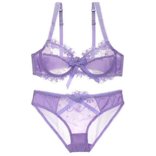 Thin Lace Bra European and American Sexy Mesh Transparent Women's Underwear Bra Set 9160 One Piece Dropshipping