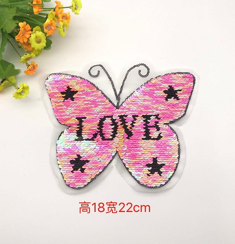 Mode Flip Schmetterling Pailletten Pailletten Stoff Aufkleber Kleidung Patch Stickerei Rock Dekoration Patch Aufkleber Hersteller Spot display picture 2